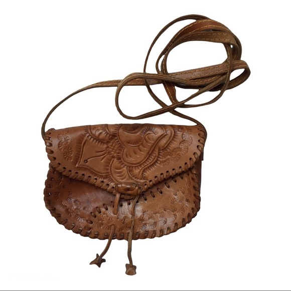 Real Leather Little Brown Floral Crossbody Bag - Picture 4 of 6